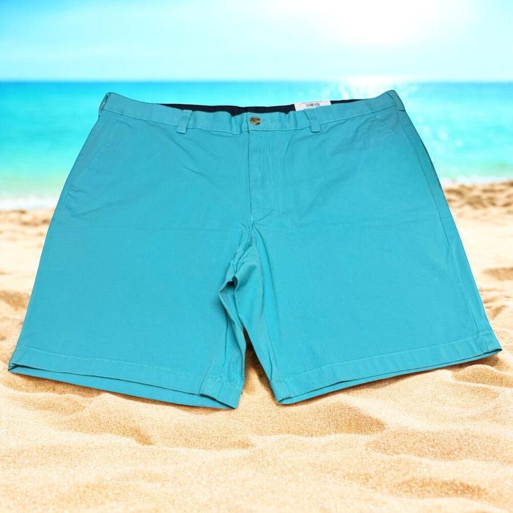 Club Room Mens Shorts 40W Aqua‎ Chino 4 Way Stretch 9" Inseam Comfort Waist NEW